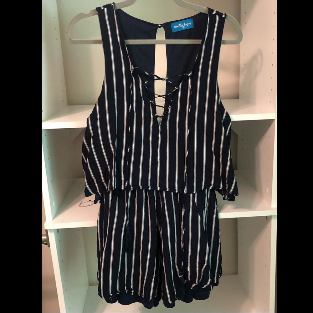 🔸Black/White Striped Romper